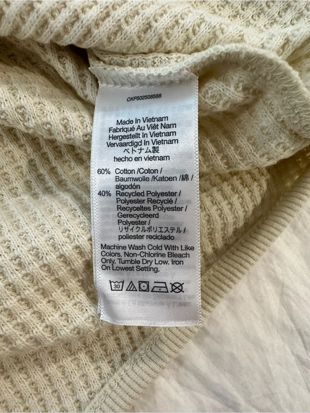 Madewell Cream Waffle-Knit V-Neck Pullover